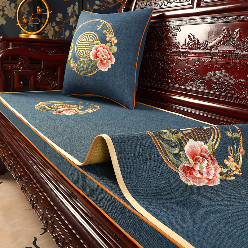 红木沙发坐垫套罩定制新中式罗汉床垫布盖巾防滑高档实木家具座垫