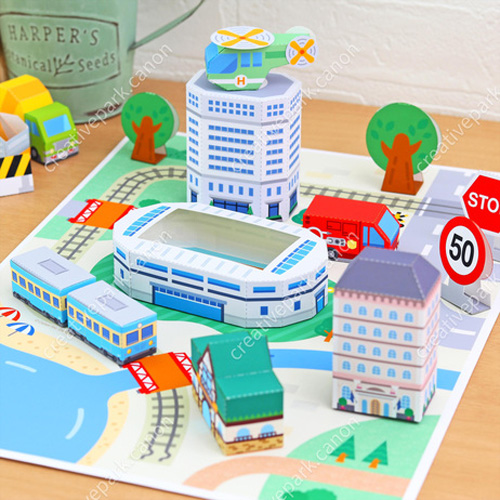 手工折纸DIY拼装益智3D纸质模型玩具Q版卡通立体城市街道场景制作