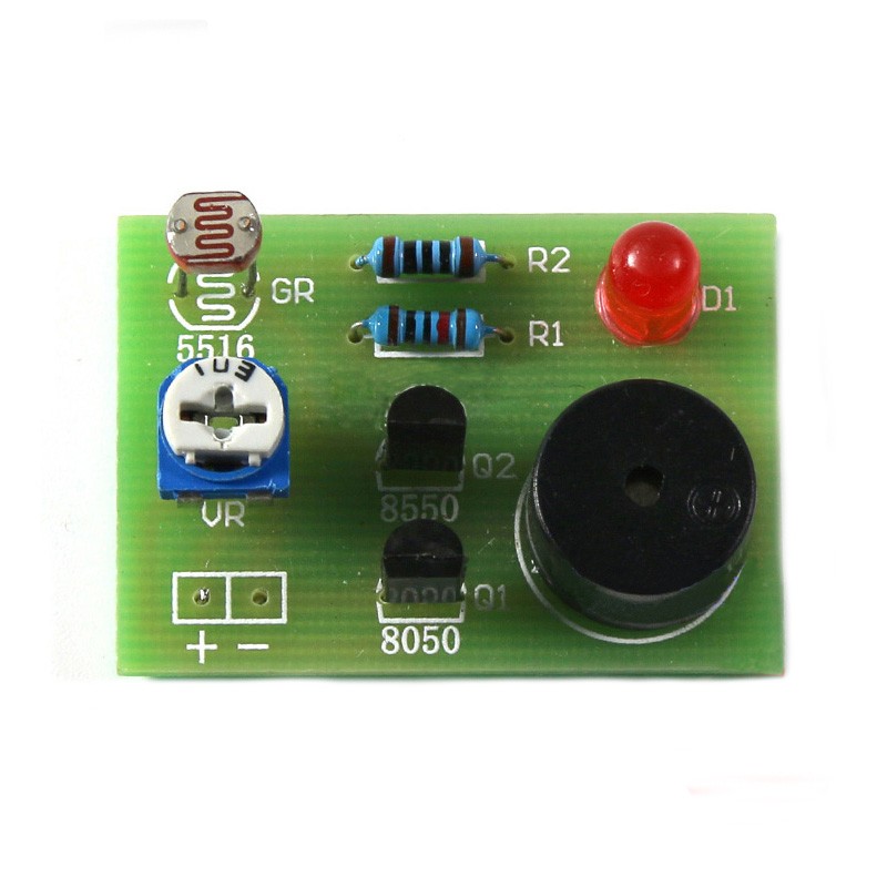 极速(散件)光敏光控声光报警器套件蜂鸣器PCB板焊接S8550三极管S8