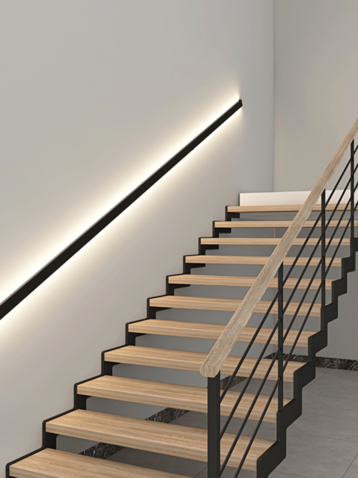 楼梯扶手灯带感应明装过道走廊侧面极长简约条形线性发光装饰壁灯