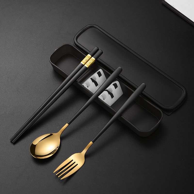 筷子勺子叉子套装吃饭不锈钢便携餐具套装成人可爱学生旅行赠礼品