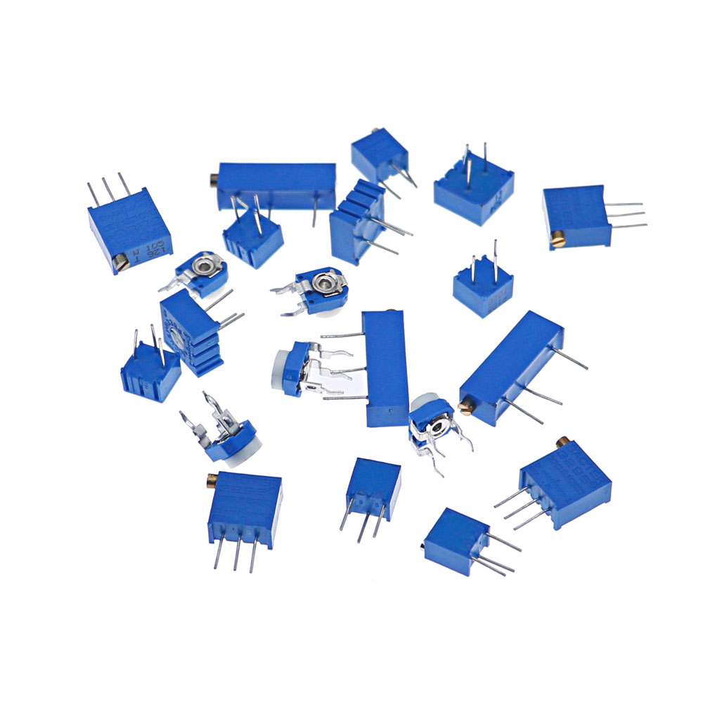 常用可调电位器包直插卧式微调可变蓝白电阻3296W/3386P3296X盒装