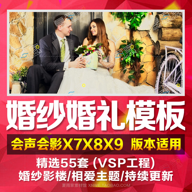 会声会影x7x8x9婚纱婚礼模板绘声绘影婚庆影楼电子相册视频版素材