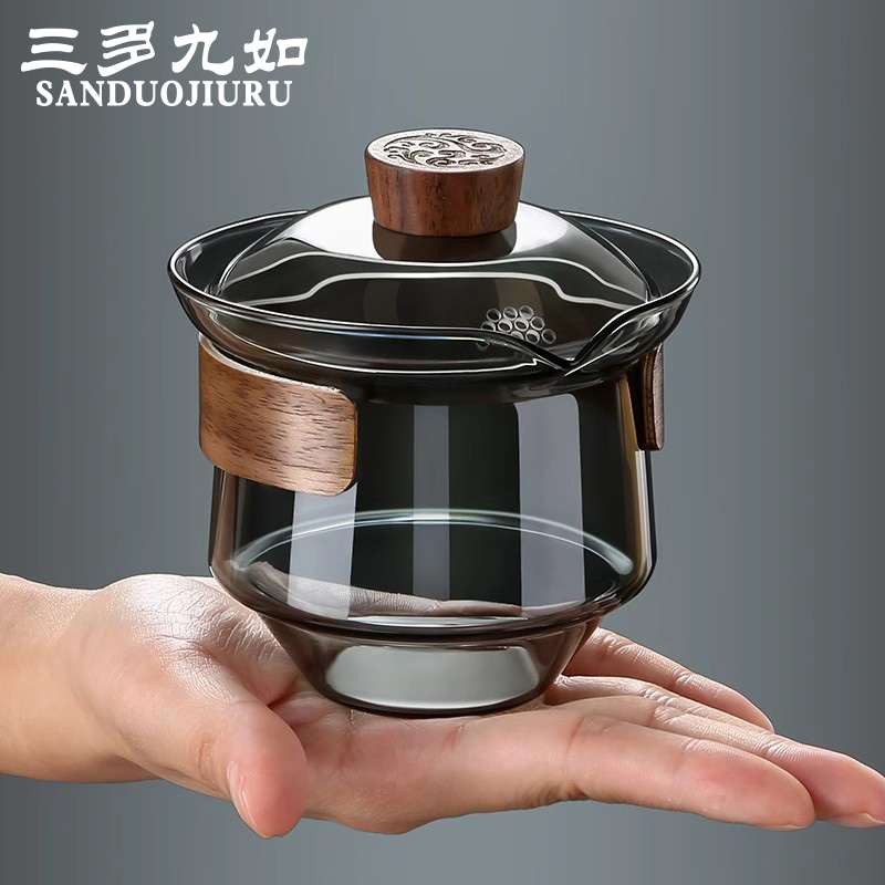 玻璃盖碗茶杯耐热防烫三才盖碗单个泡茶碗大号功夫茶具茶碗带盖