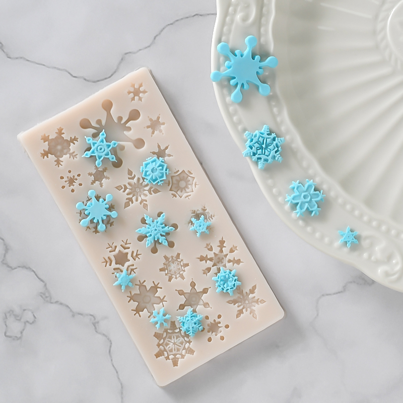 圣诞节雪花造型翻糖硅胶模具巧克力冰雪主题创意蛋糕装饰烘焙磨具
