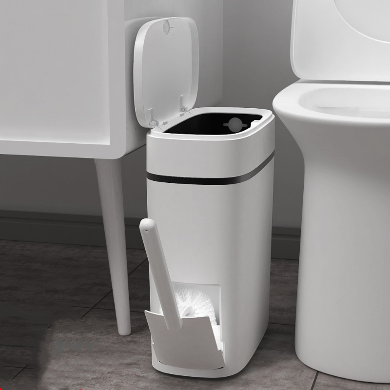 北欧垃圾桶厕所卫生间有盖圾马桶刷创意窄缝夹缝圾按压式马桶纸篓
