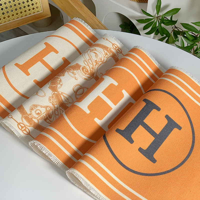 法式橙色棉麻餐垫防水免洗咖啡杯垫高级感桌布艺厨房垫子台面茶具