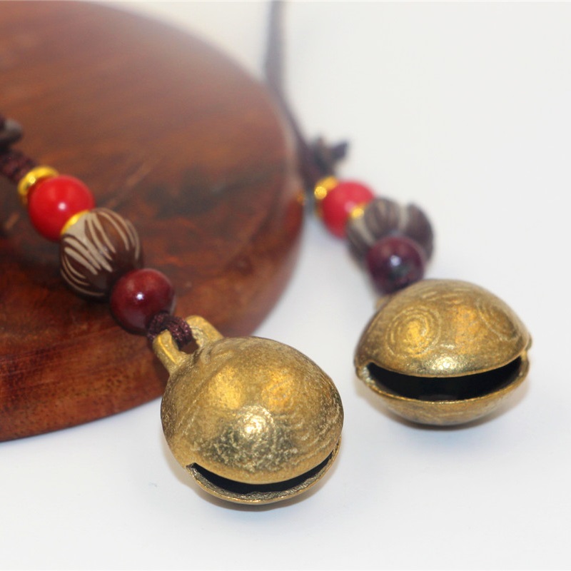 西藏特色纯铜黄铜吊坠子虎头铃铛汽车钥匙挂件配饰品男女礼品挂坠