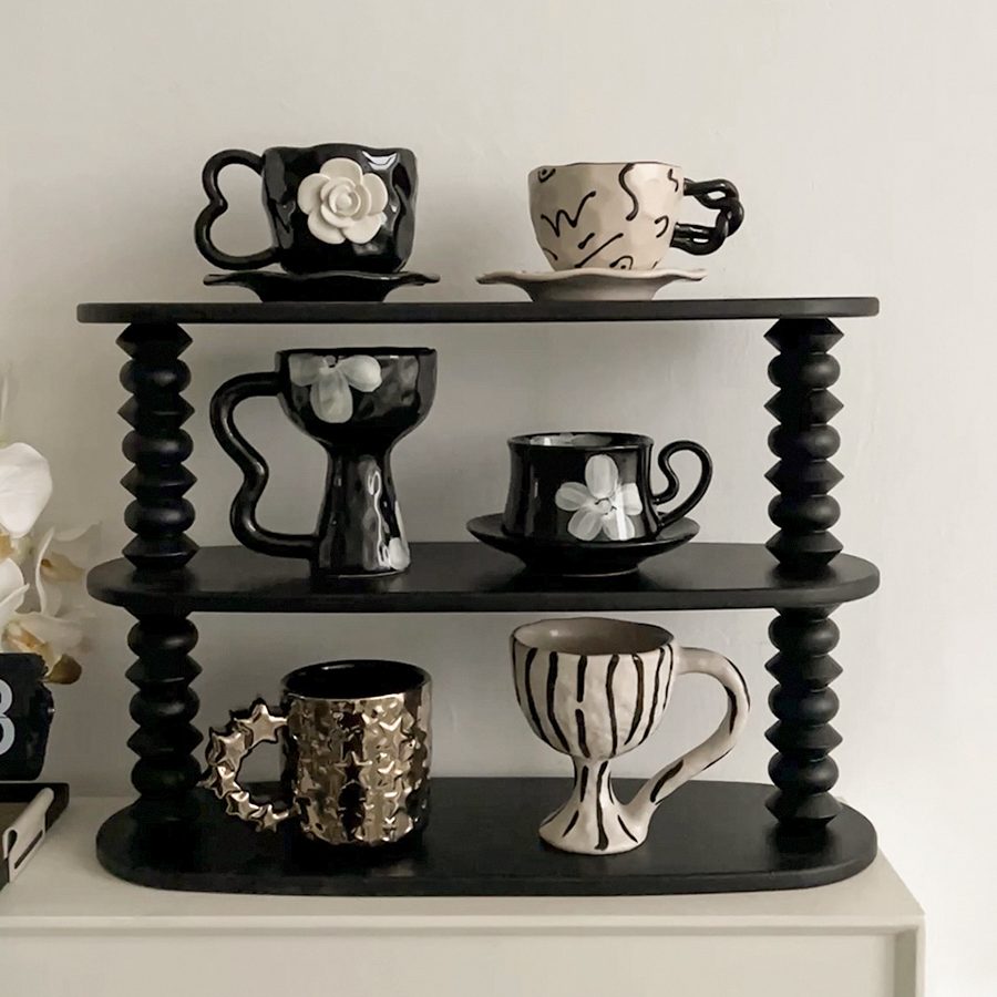 LIVETAI创意山茶花系列摆件ins轻奢风设计师软装搭配杯子杯架套组