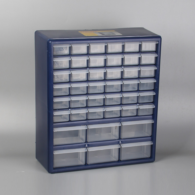 蓝色桌面抽屉式零件收纳盒组合玩具整理盒螺丝配件元件物料分格箱