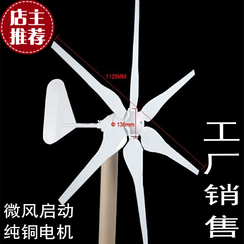 六叶300W微小型风力发电机家用220V组风光互补系统12V24V风能发电