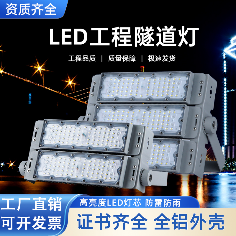亚明LED隧道灯模组投光灯50瓦100W300户外防水足球篮球广场照明灯