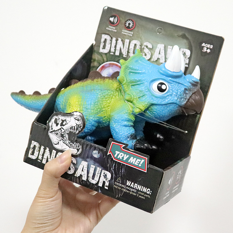 儿童软胶恐龙仿真动物会叫大号霸王龙模型发声三角龙男孩塑胶玩具