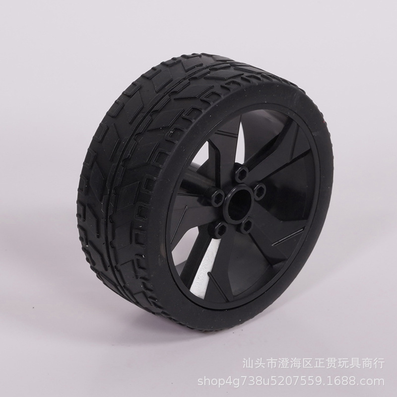 65mm免联轴器兼容乐高十字/TT/六角马达积木橡胶车轮 玩具轮子