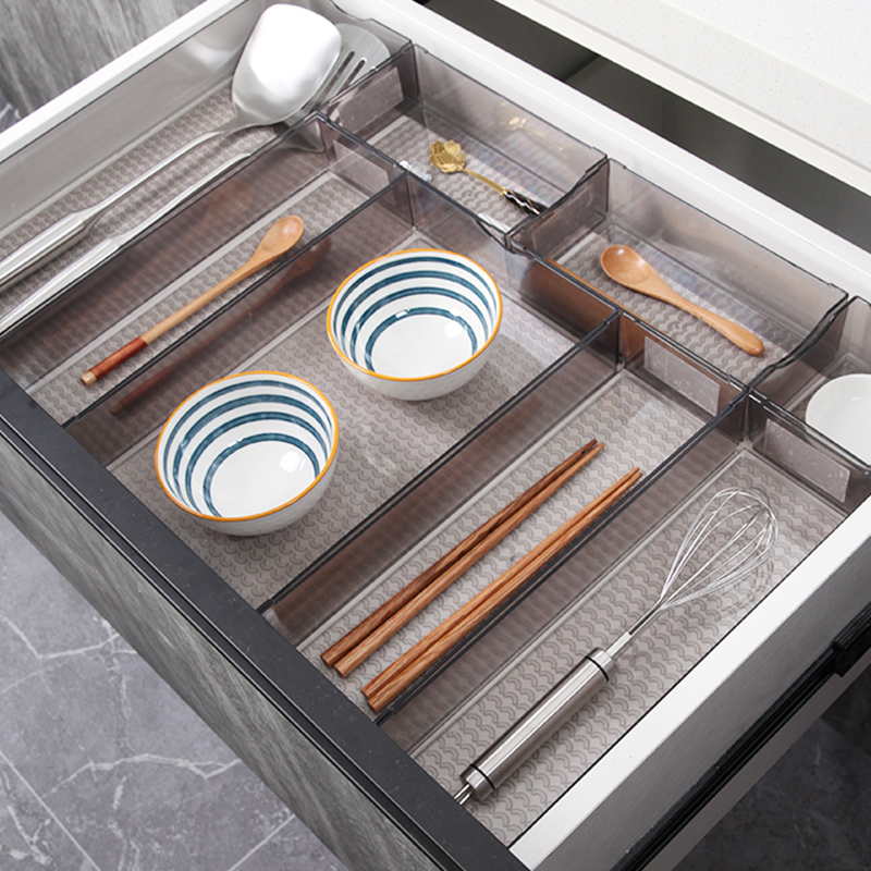厨房抽屉收纳分隔内置餐具筷子刀叉碗碟盘橱柜整理架分格式收纳盒