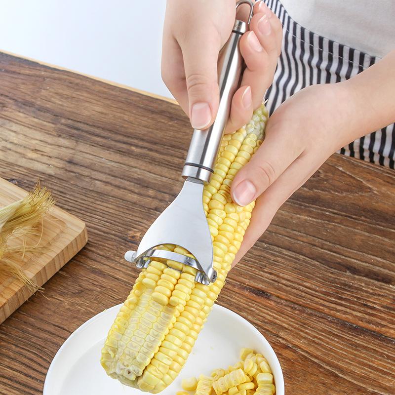 304不锈钢玉米刨家用加厚粒器长柄锯齿玉米剥粒器厨房削玉米刨刀