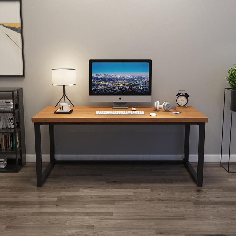 实木电脑桌台式家用长书桌卧室学习桌双人电竞桌原木办公桌工作台