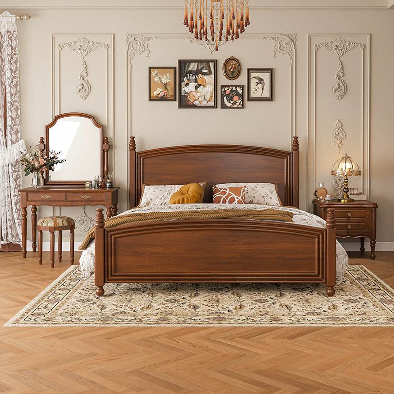 美式乡村复古风全实木床1米8箱体储物收纳1米5法式高档轻奢双人床