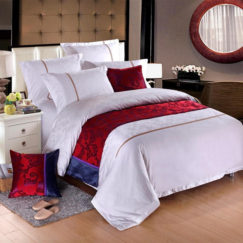 宾馆床上用品白色全棉酒店四件套床单被套五星级宾馆四件套纯棉
