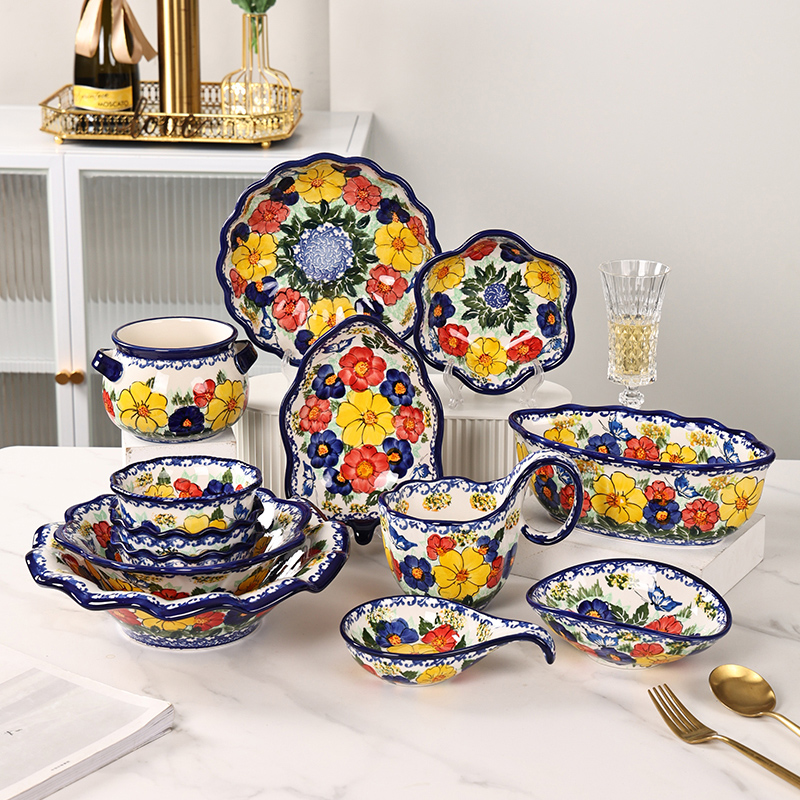 特别好看的碗陶瓷碗盘子菜盘家用时尚吃饭的碗创意面碗汤碗餐具