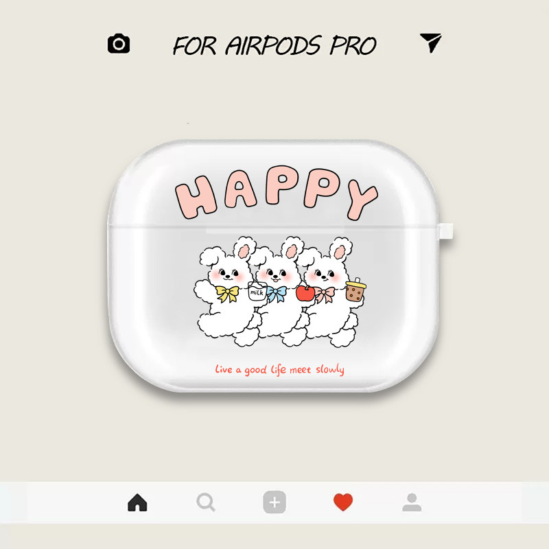 韩系兔子适用AirPods3代保护套1/2代Pro苹果蓝牙耳机硅胶软壳女
