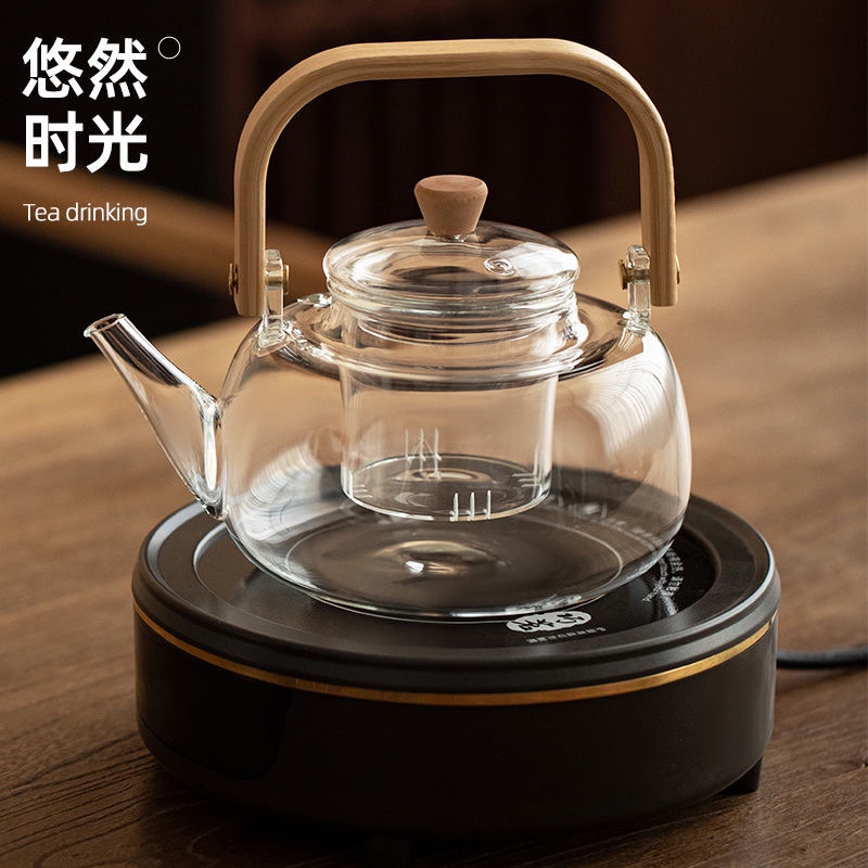 玻璃茶具家用烧水壶茶壶泡茶壶大容量办公室功夫透明提梁壶煮茶壶