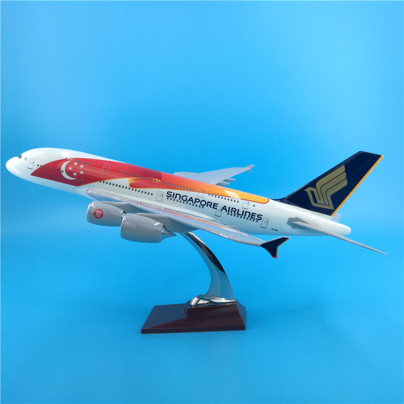 45cm新加坡航空A380建国50周年纪念版彩绘机树脂材质飞机模型摆件