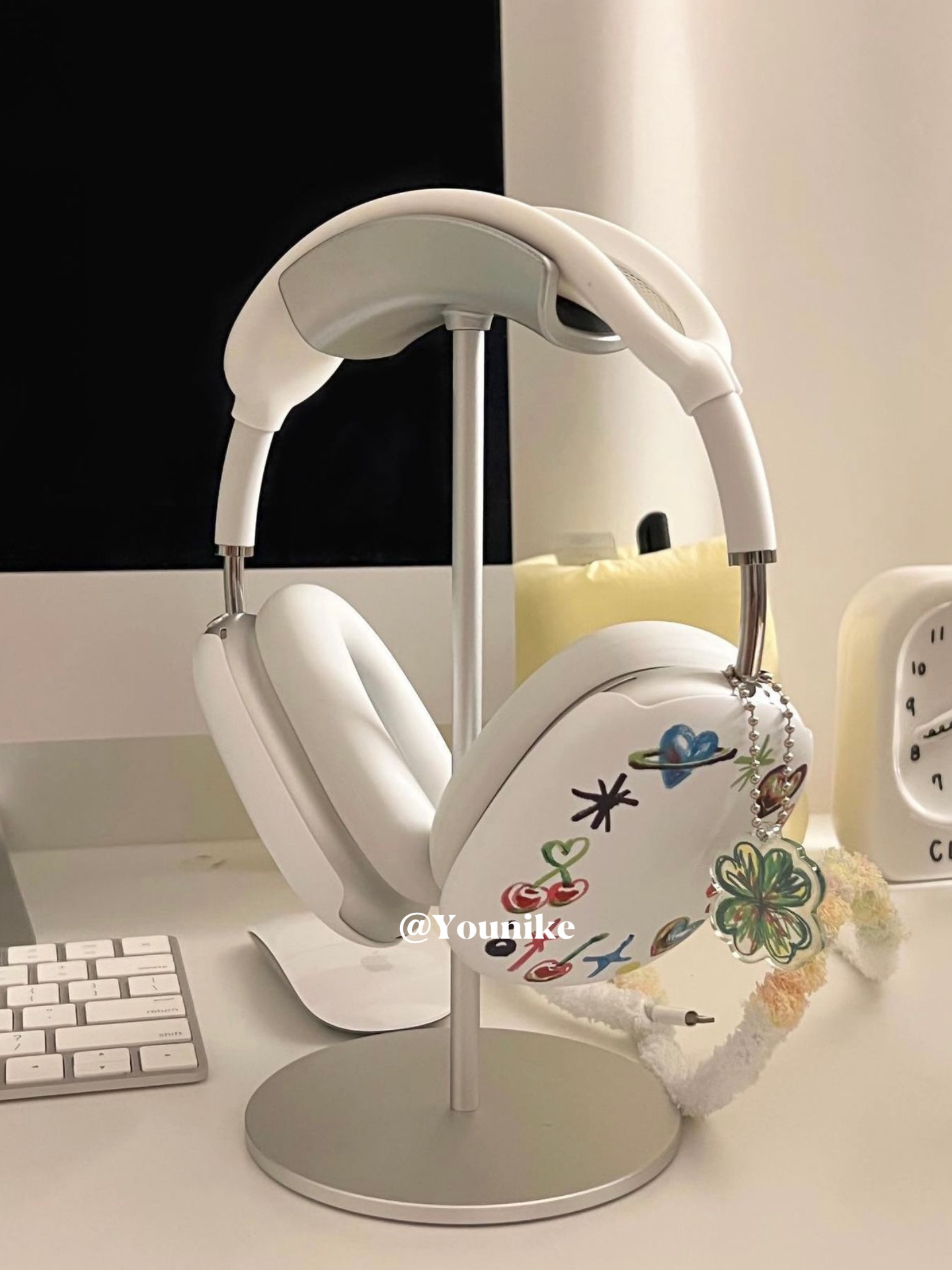 韩国进口小众设计菲林涂鸦甜酷适用AirPodsmax头戴式耳机保护套硬壳