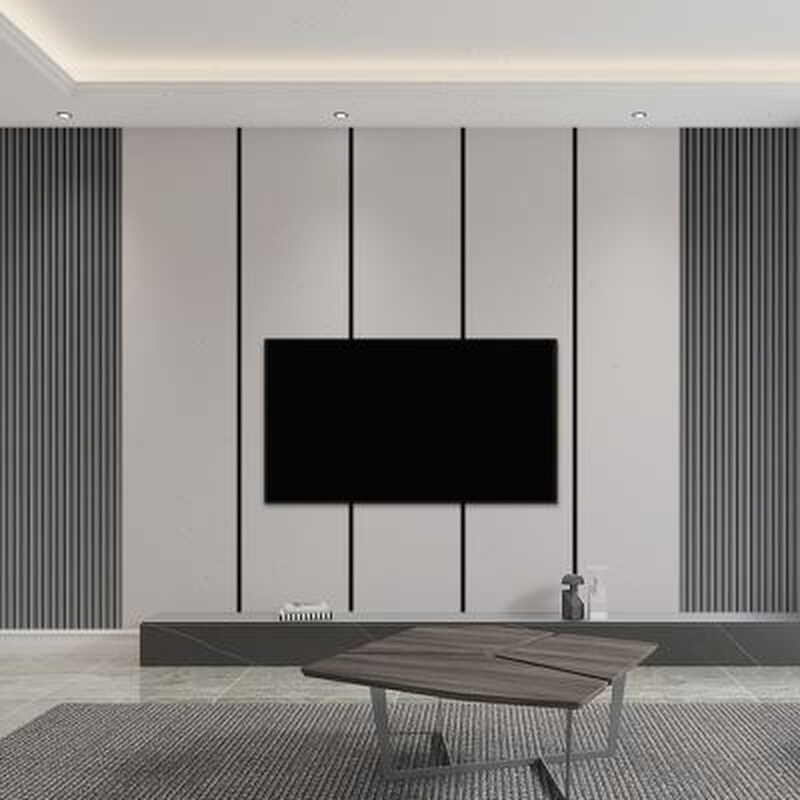 2021新款电视背景墙壁纸客厅格栅线条装饰壁布轻奢卧室影视墙壁画