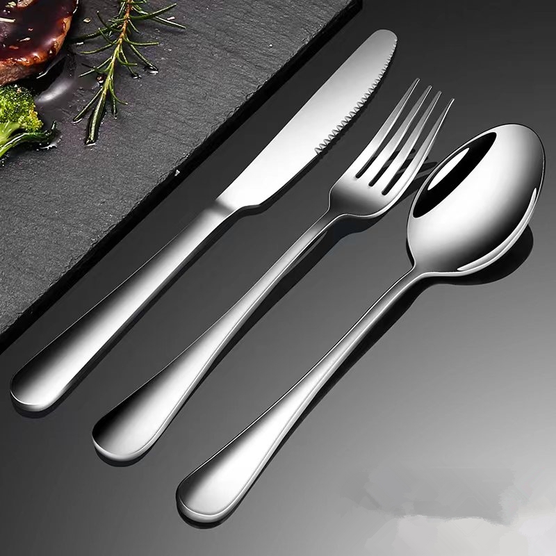 西餐餐具牛排刀叉三件套不锈钢叉子勺子套装家用牛排盘西餐盘水果