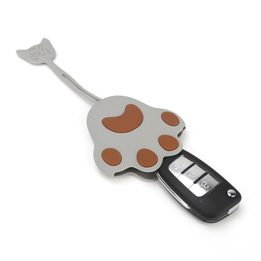 女式卡通猫爪硅胶钥匙包熊掌车用创意锁匙包抽拉式家用钥匙保护套