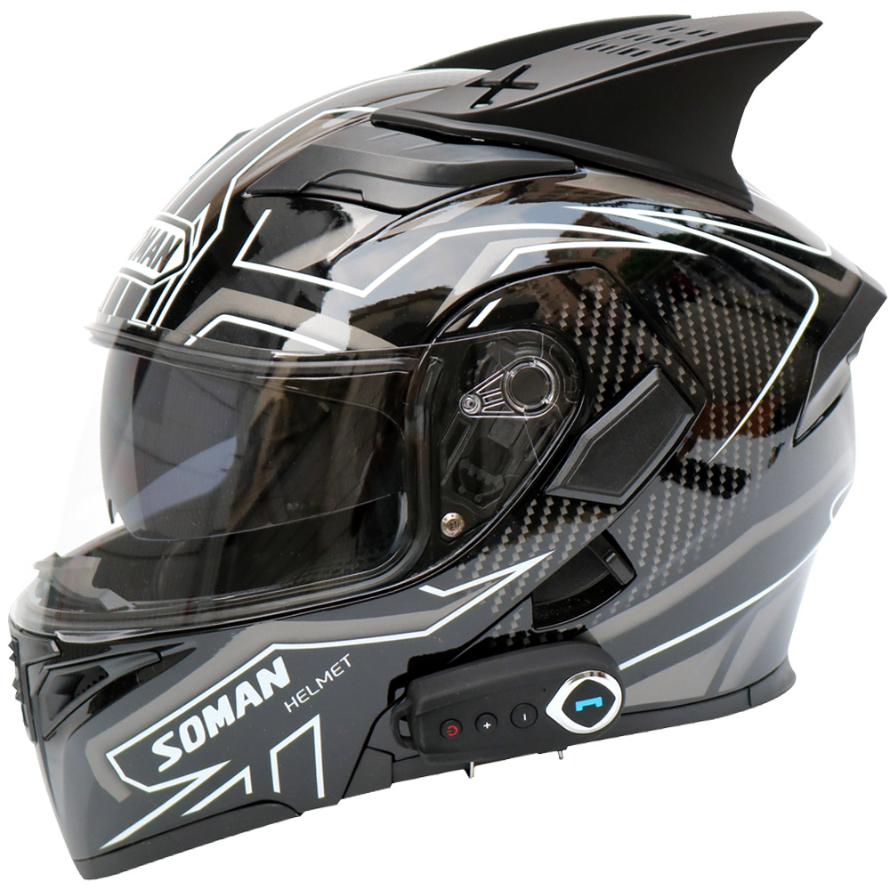 3c认证摩托车头盔男女全盔带蓝牙耳机内置一体揭面盔电动机车骑行