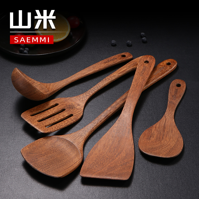 德国saemmi鸡翅木锅铲不粘锅专用家用木质炒菜铲子木勺铲厨具套装