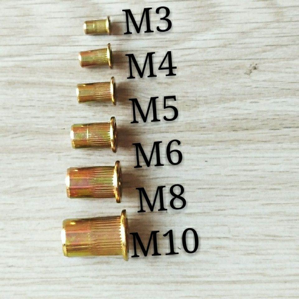 拉铆螺母 平头竖纹铆螺母 螺母枪子弹沉头螺母M3 M4M5M6M8M10彩锌