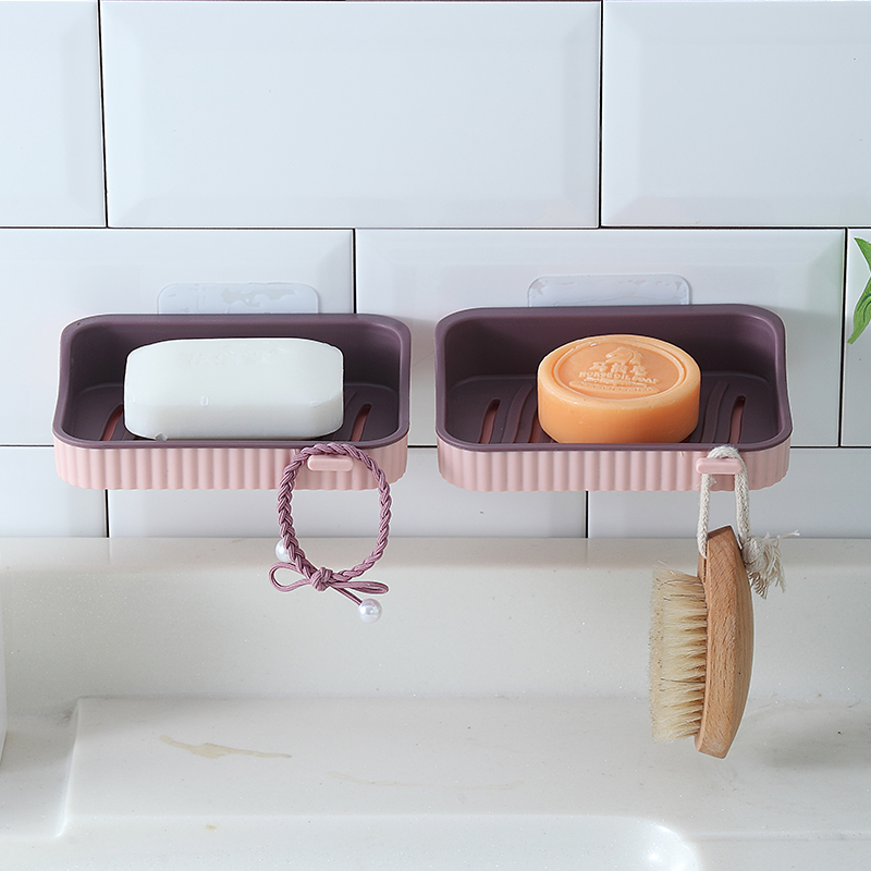 免打孔沥水双层香皂盒壁挂式吸盘皂架肥皂盒置物架卫生间浴室皂碟