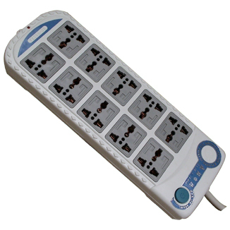 10A单按钮单开关接线板大万用国际六座位2米线插排插座电源转换器