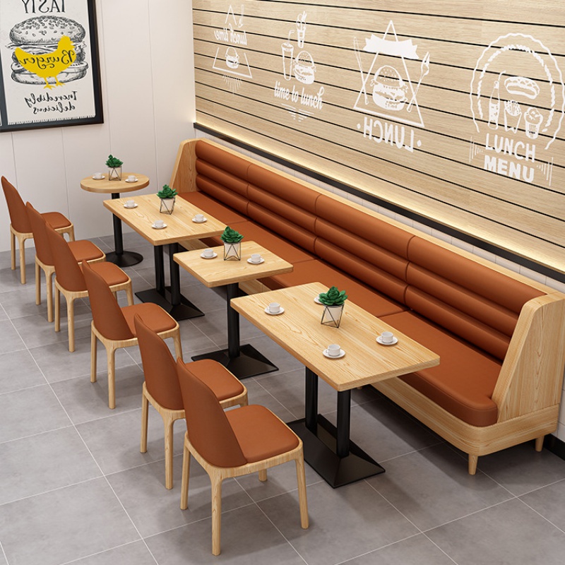 定制卡座沙发奶茶店桌椅组合餐厅酒吧清吧工业风靠墙卡座沙发实木