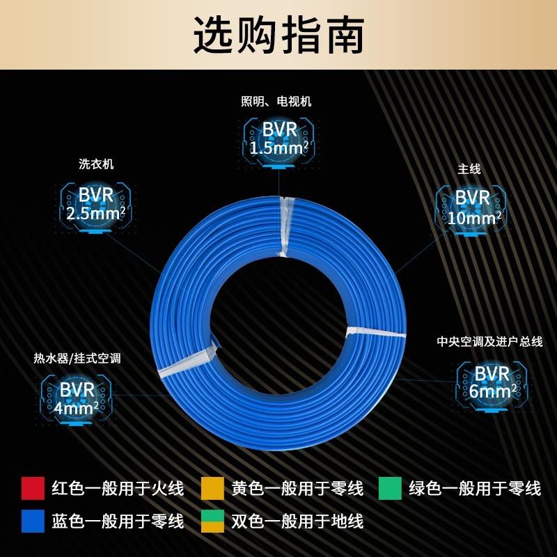 珠江电线多芯电缆BVR1 1.5 2.5 4 6平方纯铜国标阻燃家用多股软线