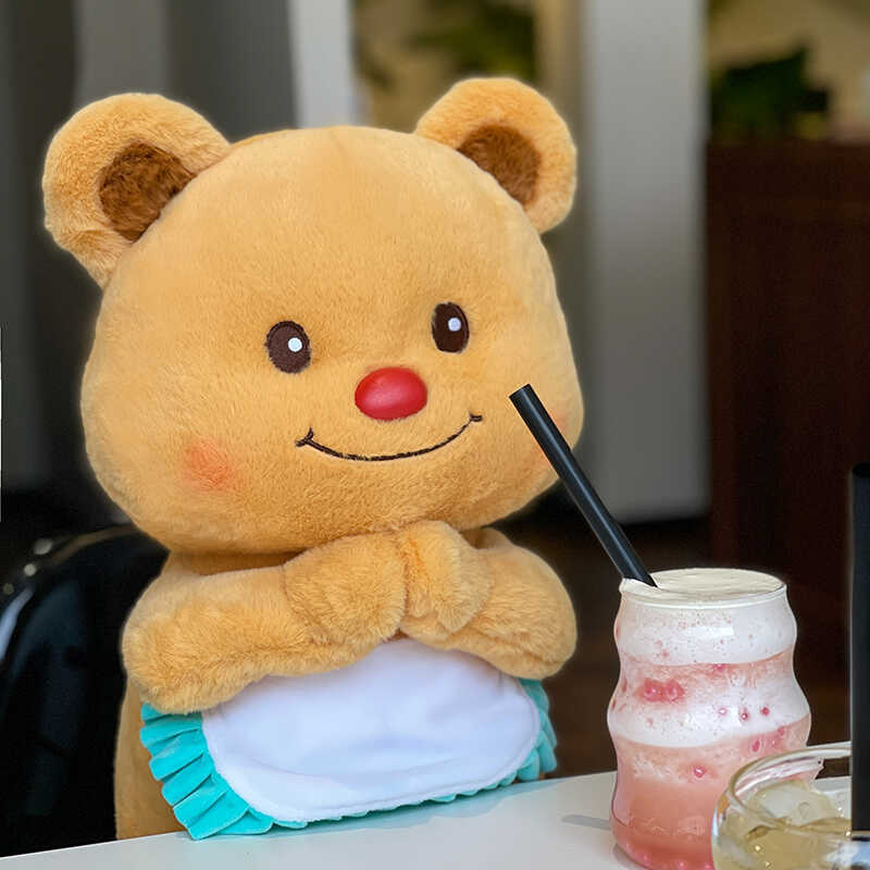 正版黄油小熊毛绒公仔蜜罐熊玩偶玩具围裙小熊自愈布娃娃生日礼物