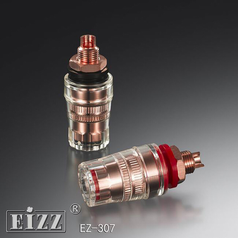 EIZZ 纯铜镀紫铜透明接线柱EZ-307 纯铜音响功放喇叭接线柱香蕉座
