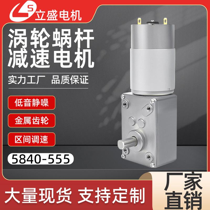 5840-555微型直流减速涡轮蜗杆电机大扭矩小马达12v24v可调速