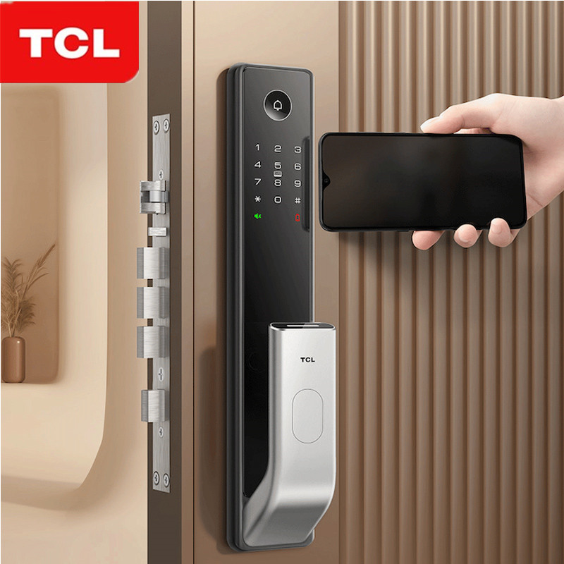 TCL指纹锁P12智能门锁电子密码防盗锁磁卡锁远程开锁手机预警灰色