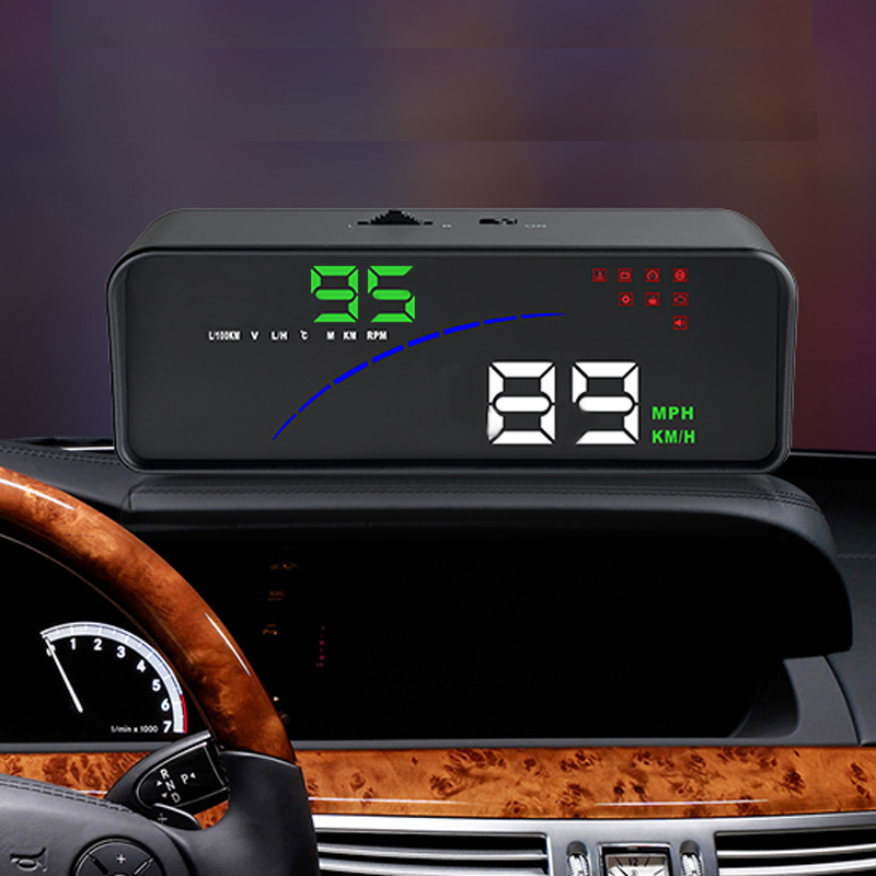 汽车仪表改装OBD水温表车速转速表油耗仪12v电压电子显示器一体表