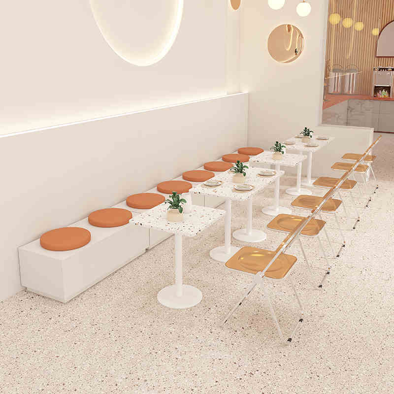奶茶店卡座沙发靠墙甜品长条凳咖啡定制水磨石休闲西餐厅桌椅组合