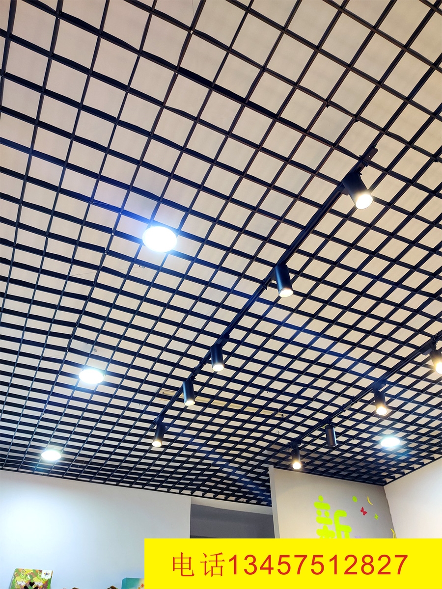 格栅吊顶材料自装集成吊顶铁铝网格天花板葡萄架塑料棚顶黑白方格