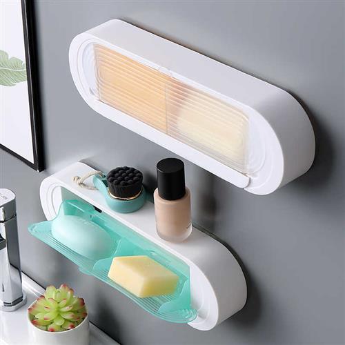 肥皂盒壁挂式沥水免打孔创意带盖吸盘宿舍家用卫生间香皂盒置物架