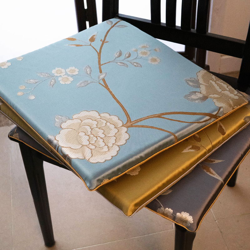 新中式红木沙发椅子坐垫圈椅垫古典花鸟刺绣实木椅垫餐椅垫可定制