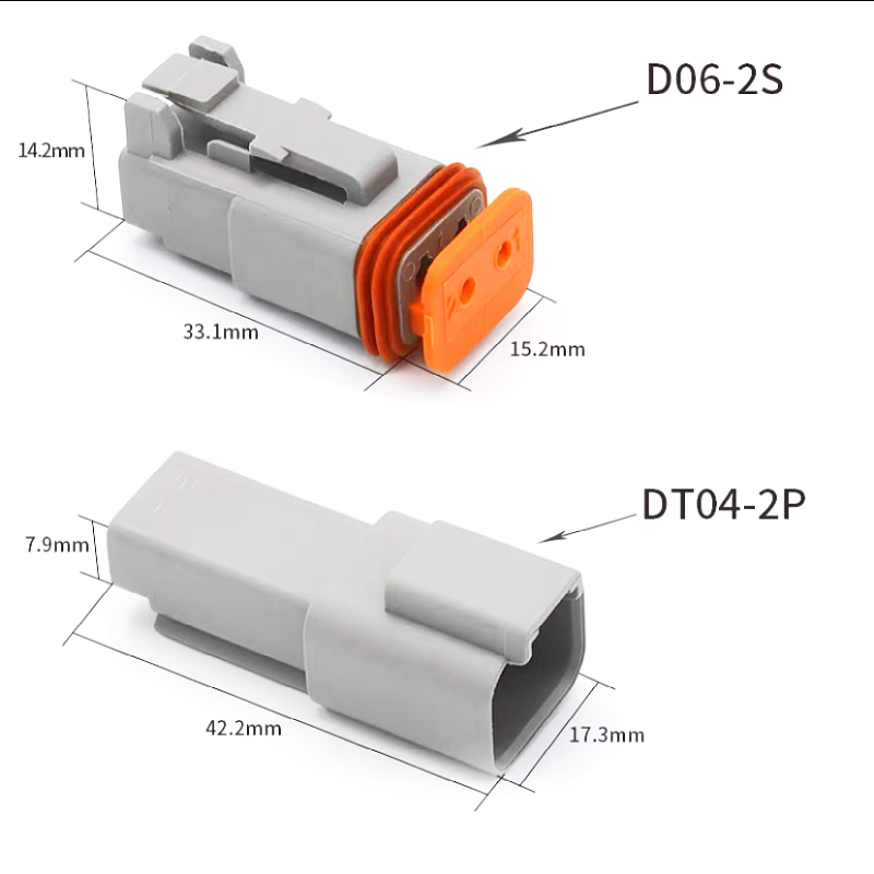 DT06-2S连接器汽车防水接插件插头德驰公母接线端子2P3P4P6P8P12P