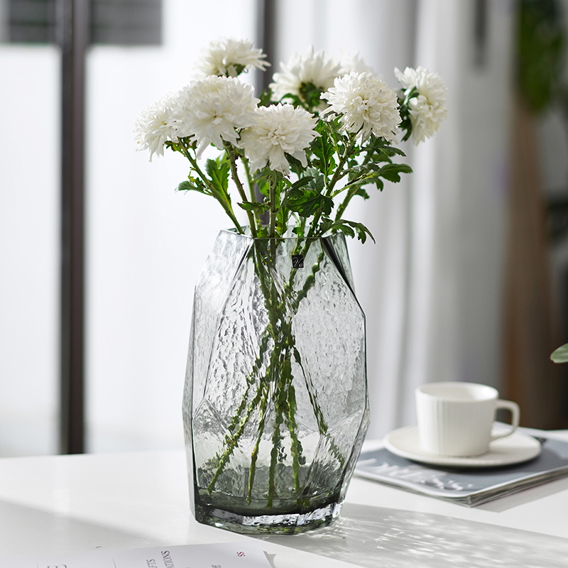 欧式简约轻奢创意几何玻璃花瓶水养水培向日葵花鲜花客厅插花摆件