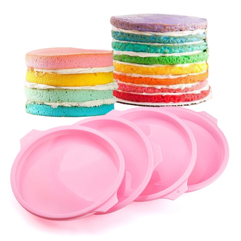 4寸6寸8寸圆形硅胶蛋糕模具 彩虹慕斯分层夹心蛋糕胚烤盘烘焙工具